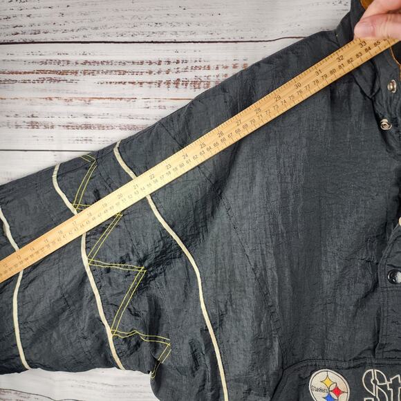 Vintage 1990s Starter Steelers NFL Pro Line Pullover Jacket XXL Black Big Logo - Picture 8 of 10